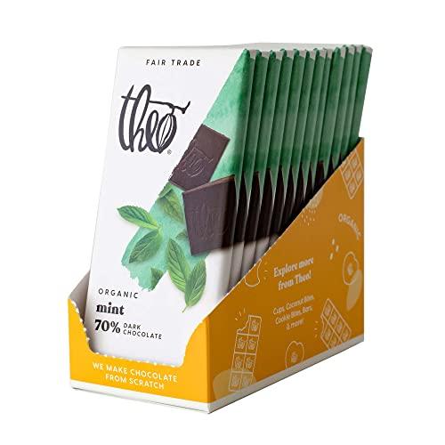 THEO Theo Chocolate Mint Organic Dark Chocolate Bar, 70% Cacao, 12 Pack | Vegan, Fair Trade