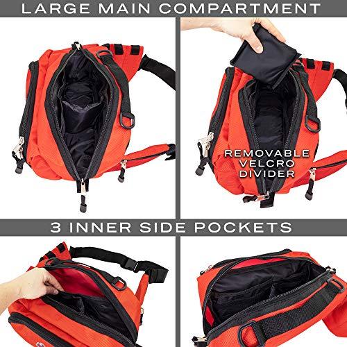 LINE2design LINE2design Deluxe Medical Fanny Pack Large - EMS Emergency First Aid Paramedic EMT First Responder - Portable Travel Size Medical Equipment Organizer Hip Bag with Multiple Internal Pockets - Red