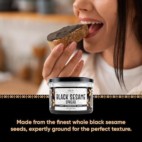 Mayde Mayde Black Sesame Paste Spread, Premium Ground Black Sesame Jam (8.8 oz, Black Sesame)