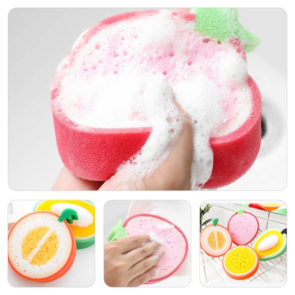 JECOMPRIS JECOMPRIS 12pcs Cleaning Sponge Cute Fruit-Shape Kitchen Sponge Washing Sponge Dish Cleaning Sponge Scrubber(4.72X4.72X1.38in)