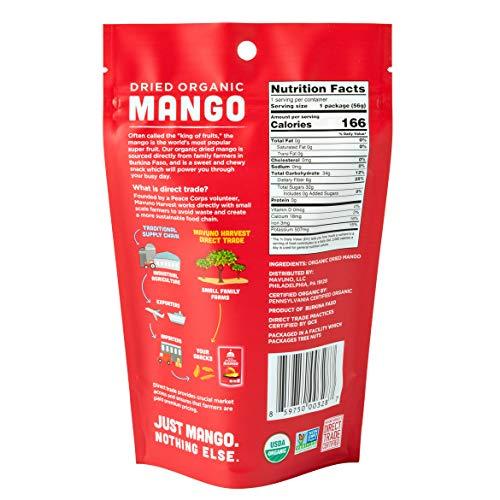 Mavuno Harvest Mavuno Harvest Mango Dried Fruit Snacks | Unsweetened Organic Dried Mango Slices | Gluten Free Healthy Snacks for Kids and Adults | Vegan, Non GMO, Direct Trade | 2 Ounce, Pack of 6