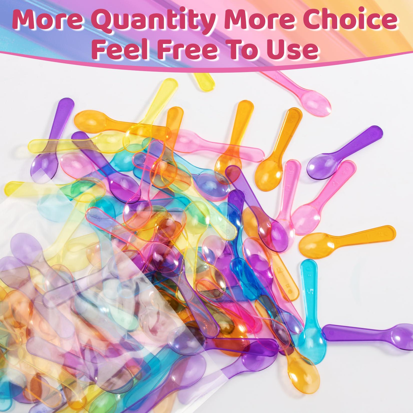 MAQIHAN MAQIHAN Mini Spoons - 100PCS Dessert Spoons Disposable Spoons Plastic Disposable Cutlery Small Plastic Spoons For Ice Cream Cake Jelly Pie Yogurt Dessert For Party Celebrations Multi-Color