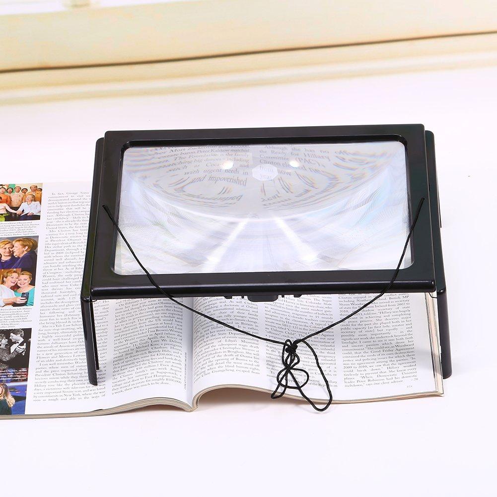 Yosoo Hands Free 3X Magnifying Glass A4 Page with Light LED Magnifier for Reading Readers Book Textbook Magazine Material