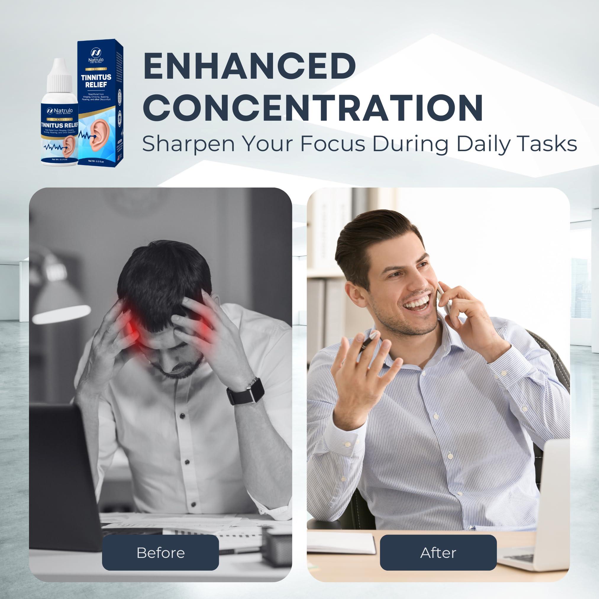 Natrulo Tinnitus Relief for Ringing Ears Natural Ear Ringing Drops for Tinnitus Treatment Sooth Discomfort, Reduce Ear Noise Ear Cleaner Ear Wax Removal Drops Improve Hearing & Ear Health, Made in USA