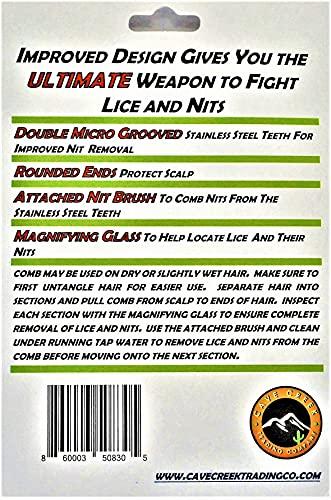 Cave Creek Trading Company, LLC Lice Comb Chemical Free Head Lice Treatment with Double Spiral Micro Grooved Comb Teeth