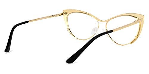 Zeelool Zeelool Oversized Cat Eye Blue Light Blocking Glasses for Women Metal Eyewear Ellen VFM0176-03 Red