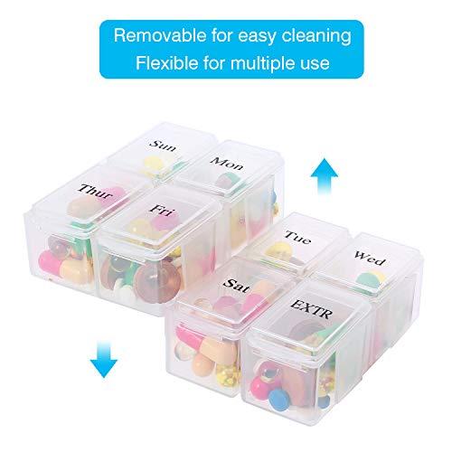 MJFloria Pill Organizer Case, Weekly Pill Box for Vitamin and Supplement Holder, 7-Day Travel Organizer Medicine Case