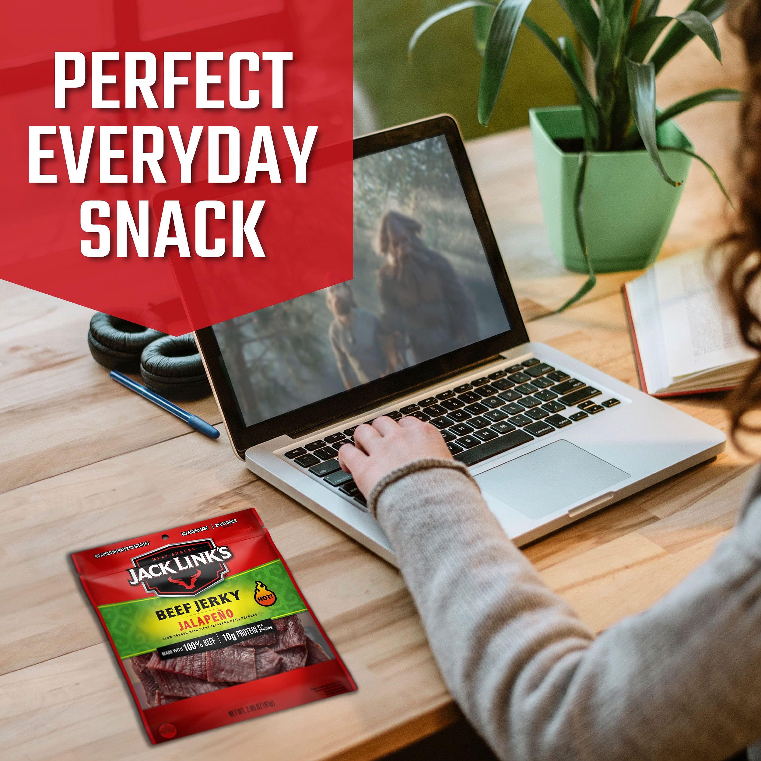 Jack Link's Jack Links Beef Jerky, Jalapeno Carne Seca, 2.85 oz.  Flavorful Meat Snack, 10g of Protein and 80 Calories, Made with Premium Beef - 96 Percent Fat Free