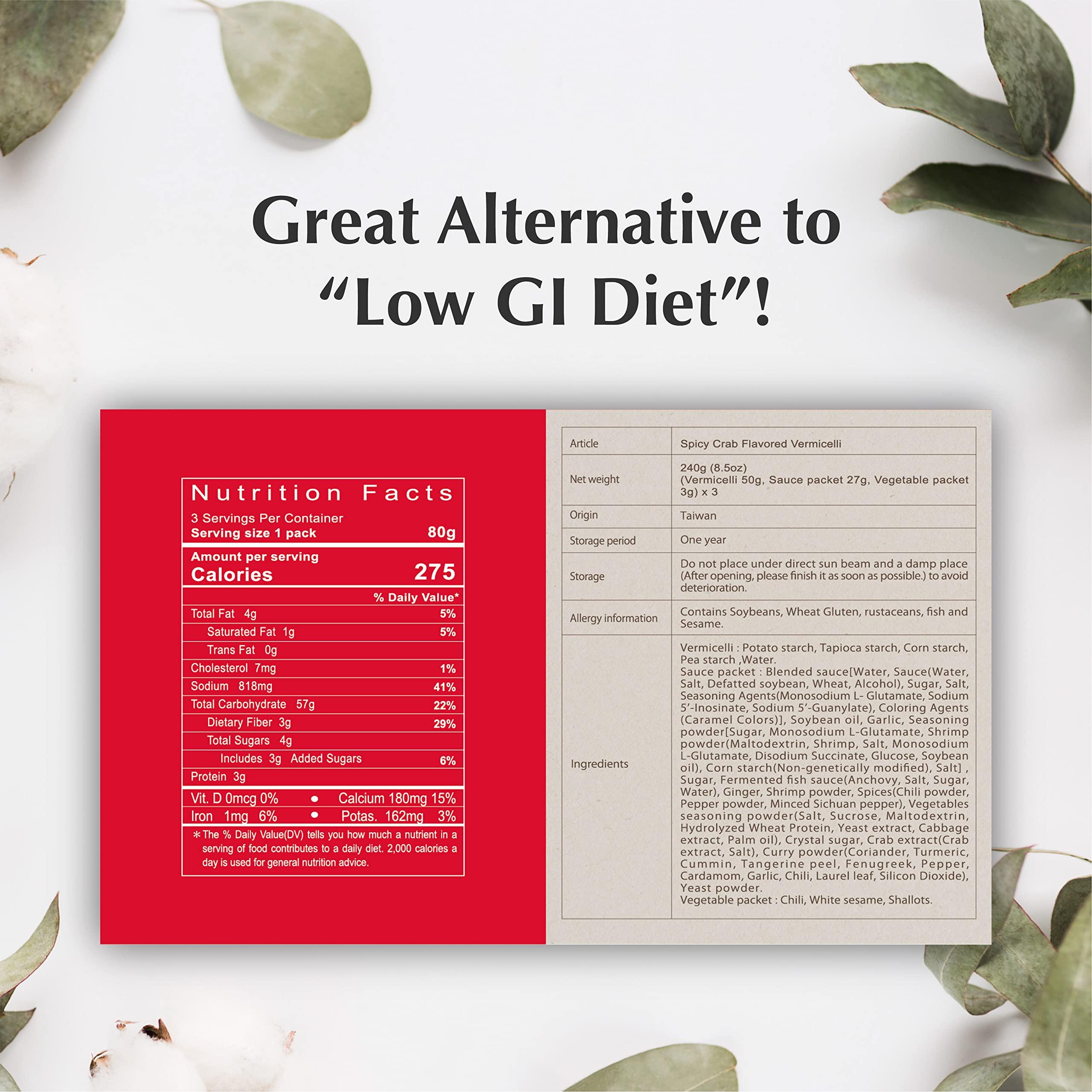 Chef Dragon Chef Dragon Singapore Chili Spicy Crab Flavored Vermicelli Noodles, Non-Fried Instant Noodle, Low GI Diet, 8.5 oz, Pack of 1 (3 Count)