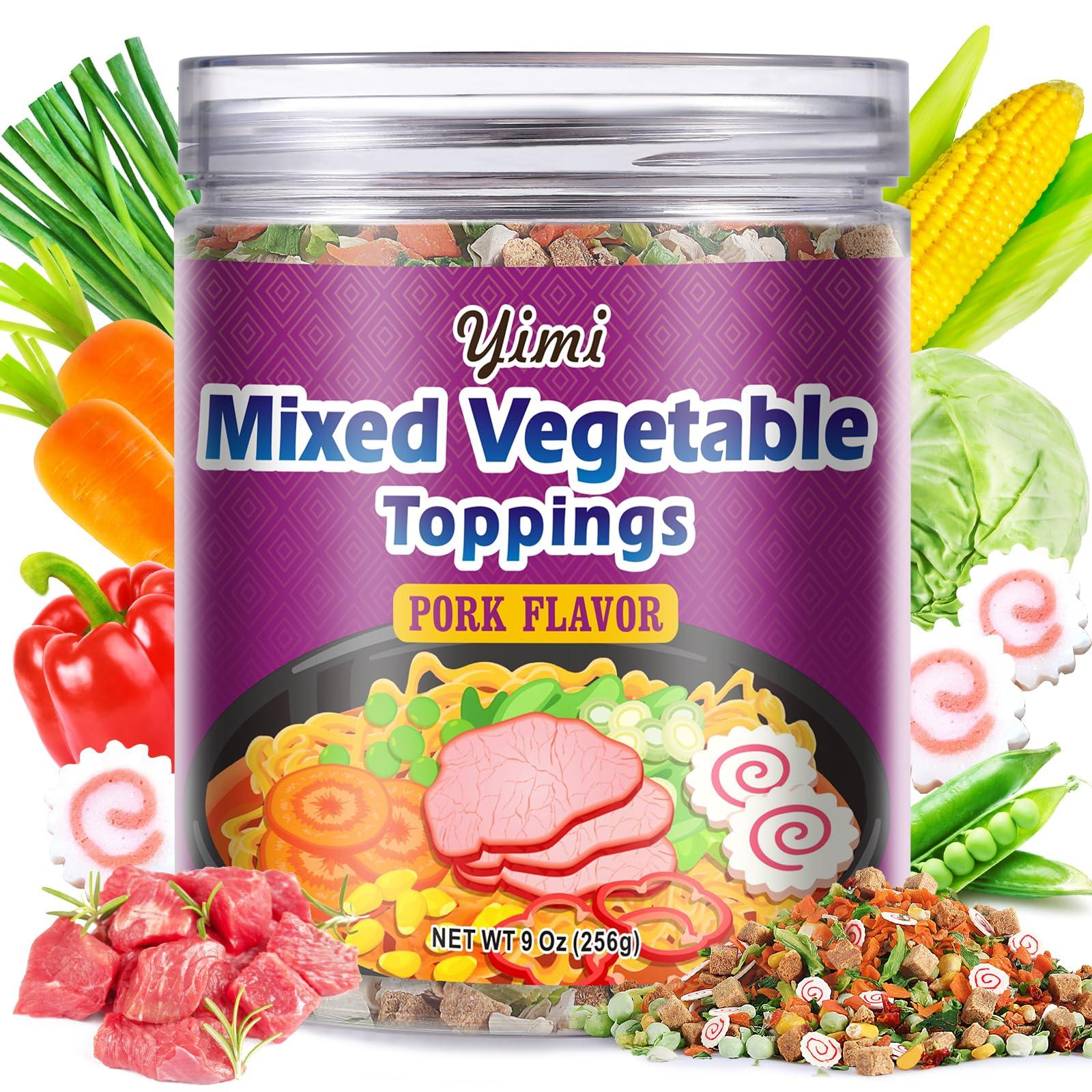 Yimi Yimi Dried Ramen Toppings, 8 Different Toppings - Dehydrated Vegetables | Freeze Dried Fish Cake | Cabbage | Spring Onion, Ramen Toppers Add Flavor To Instant Noodles, Chashu Flavor, Ideal Gift for St. Patrick's Day
