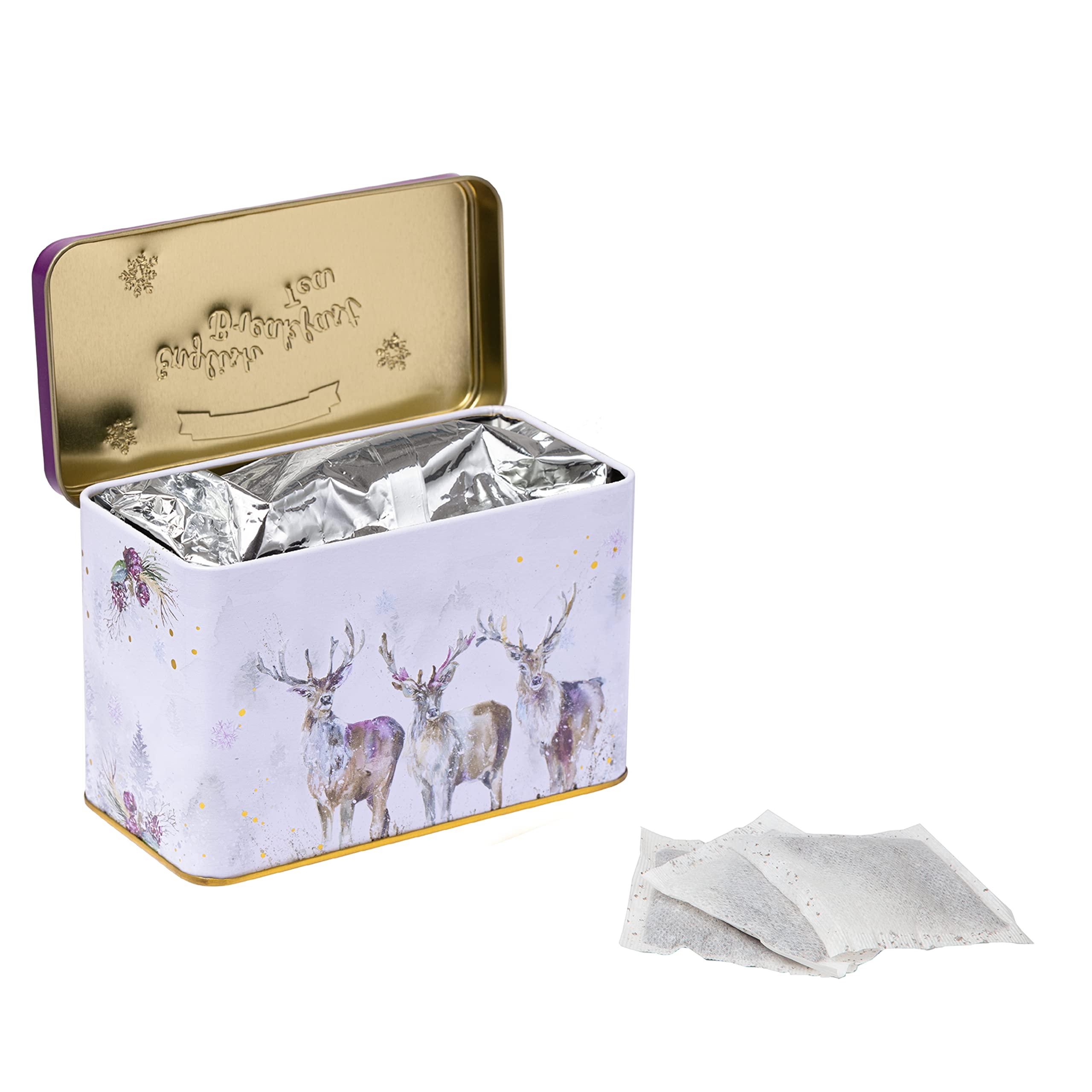 New English Teas New English Teas English Breakfast Christmas Tea Gift Set, Stag Design Tin with 40 English Breakfast Tea Bags