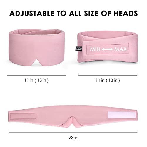 FRESHME FRESHME Cotton Sleep Mask Blackout - Handmade Eye Mask for Sleeping Eye Shade Cover Sleep Mask for Women Men Girl Soft and Breathable Adjustable Blinder Light Blocking Pink Airplane with Travel Pouch