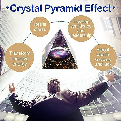 EternalOrgone EternalOrgone Orgone Pyramid Orgonite Healing Crystals Pyramid for Positive Energy with Obsidian Stones and Amethyst Crystal That Promotes Wealth, Prosperity and attracts Success (Black-2)
