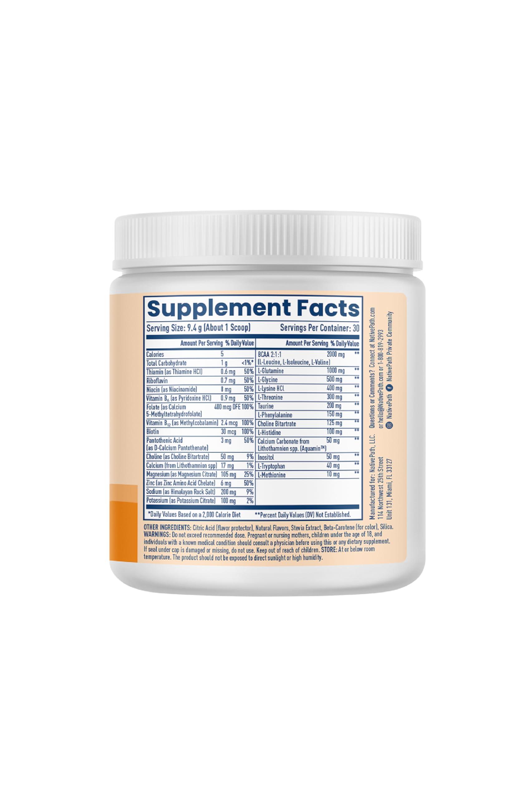 NativePath NativePath Native Hydrate, Zero Sugar, Electrolytes Powder with BCAAs, Tangerine Hydration Powder, Keto & Paleo Friendly, 30 Servings