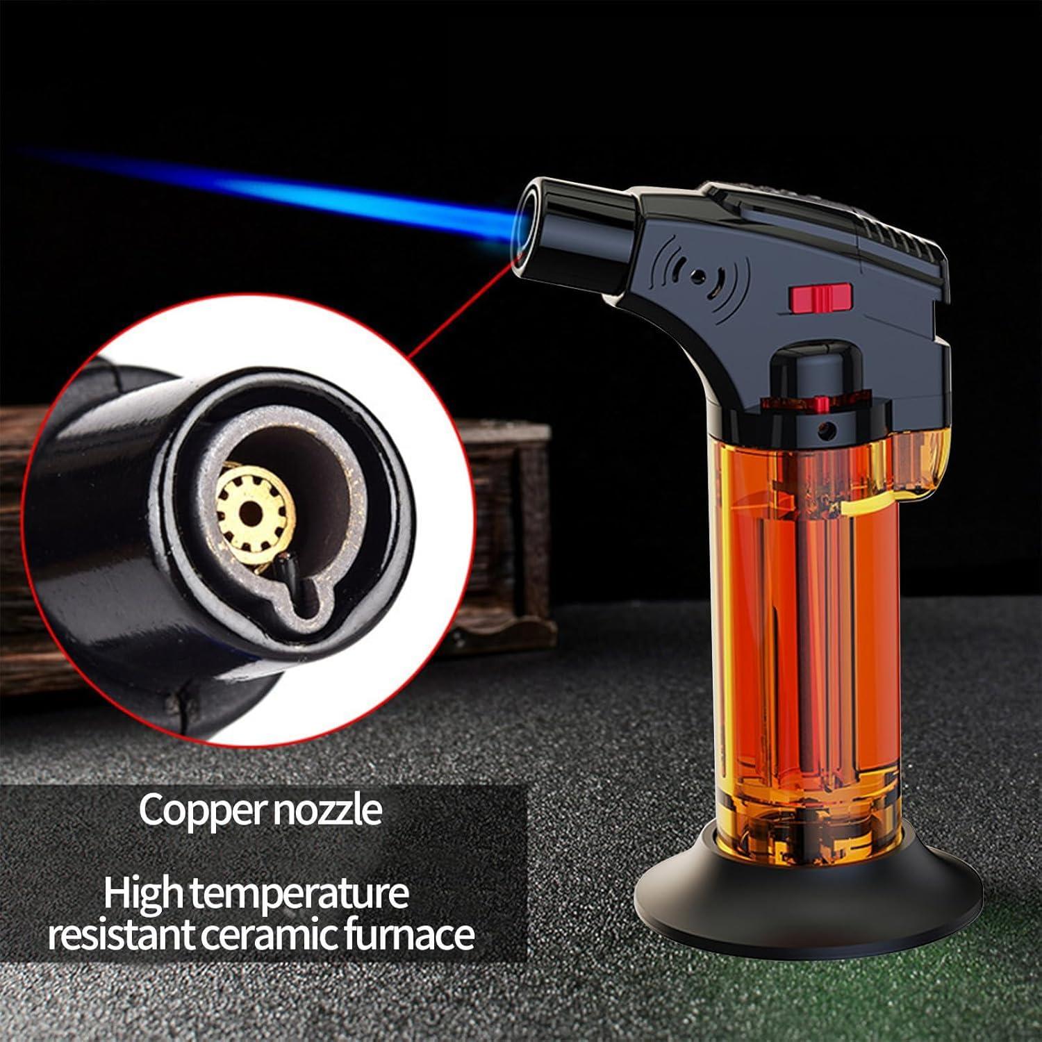 NineLife Basics Butane Torch Lighter, Butane Lighter Refillable, Torch Lighter with Safety Lock and Adjustable Flame, Baking, Gun Torch Lighter for Cooking Food, BBQ, Lighter Torch No Gas Included (Orange)