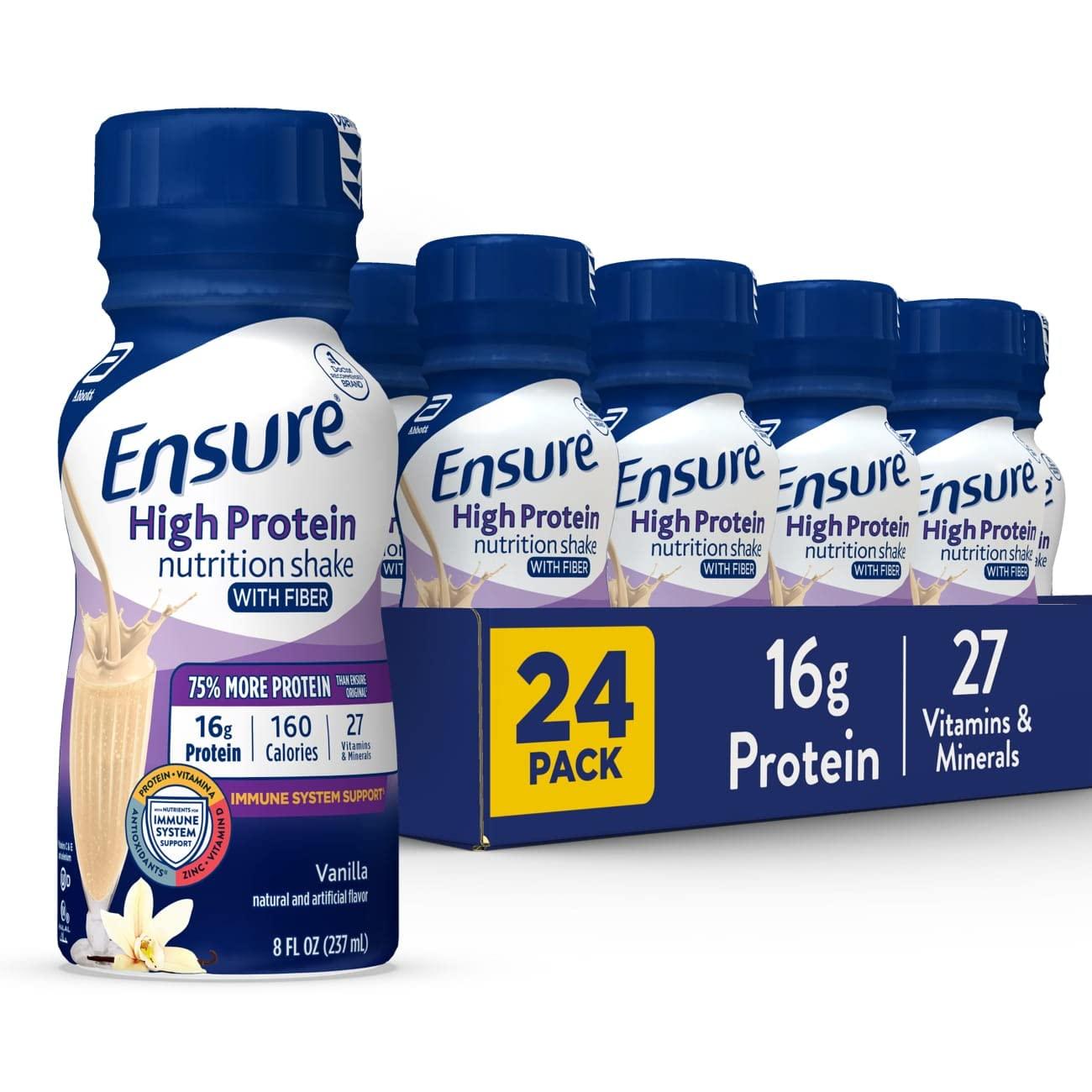 Ensure Ensure High Protein Nutritional Shake With Fiber, 16g Protein, Meal Replacement Shakes & Max Protein Nutrition Shake with 30g of Protein, 1g of Sugar, High Protein Shake