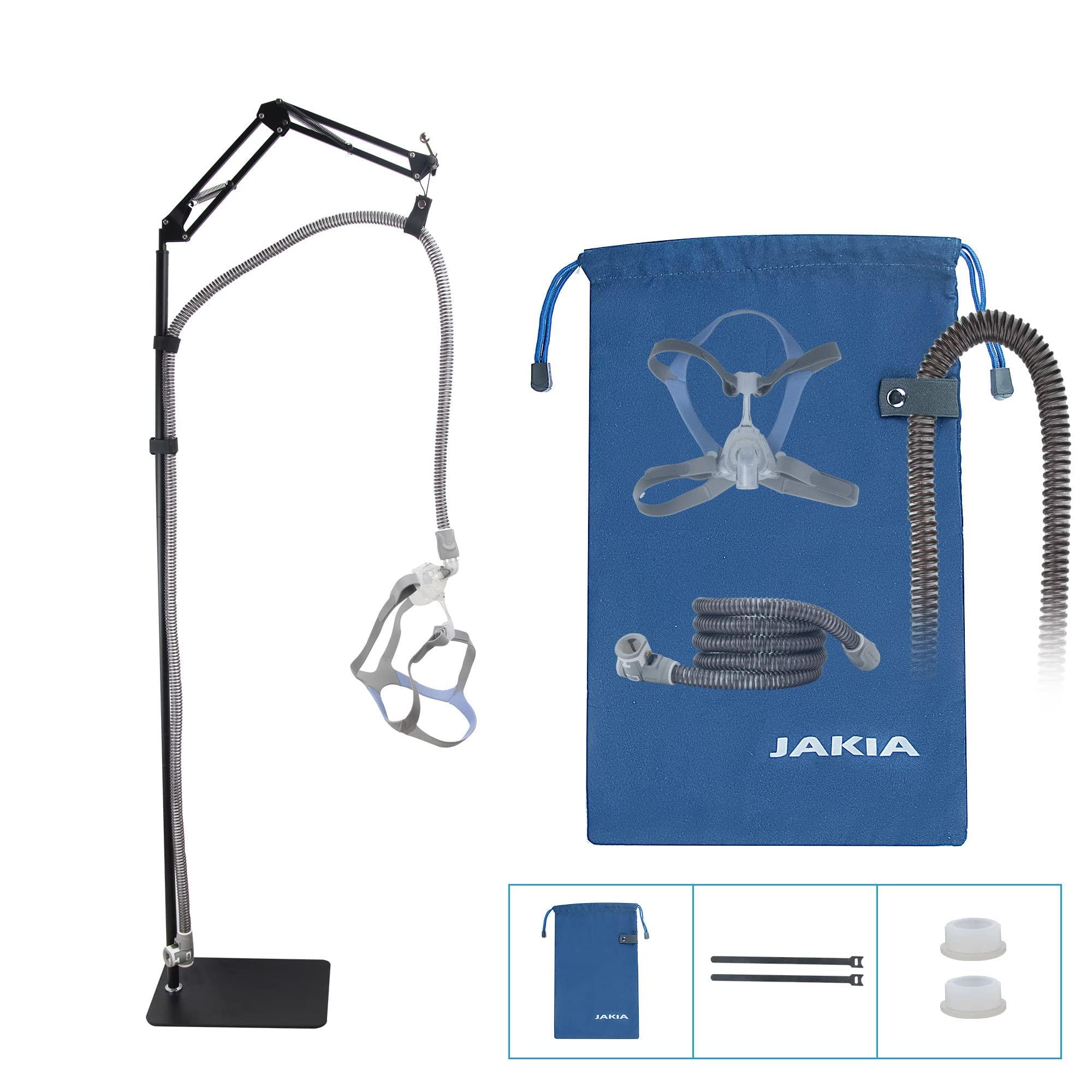 JAKIA CPAP Hose Tube Holder Lifter Clamp Clip Hook Support Bedside Storage Kit_Metal Structure Strong_5.6 ft Max High_Angle Height Adjustable_Prevent Hose Loose Tangle Air Leakage During Sleep