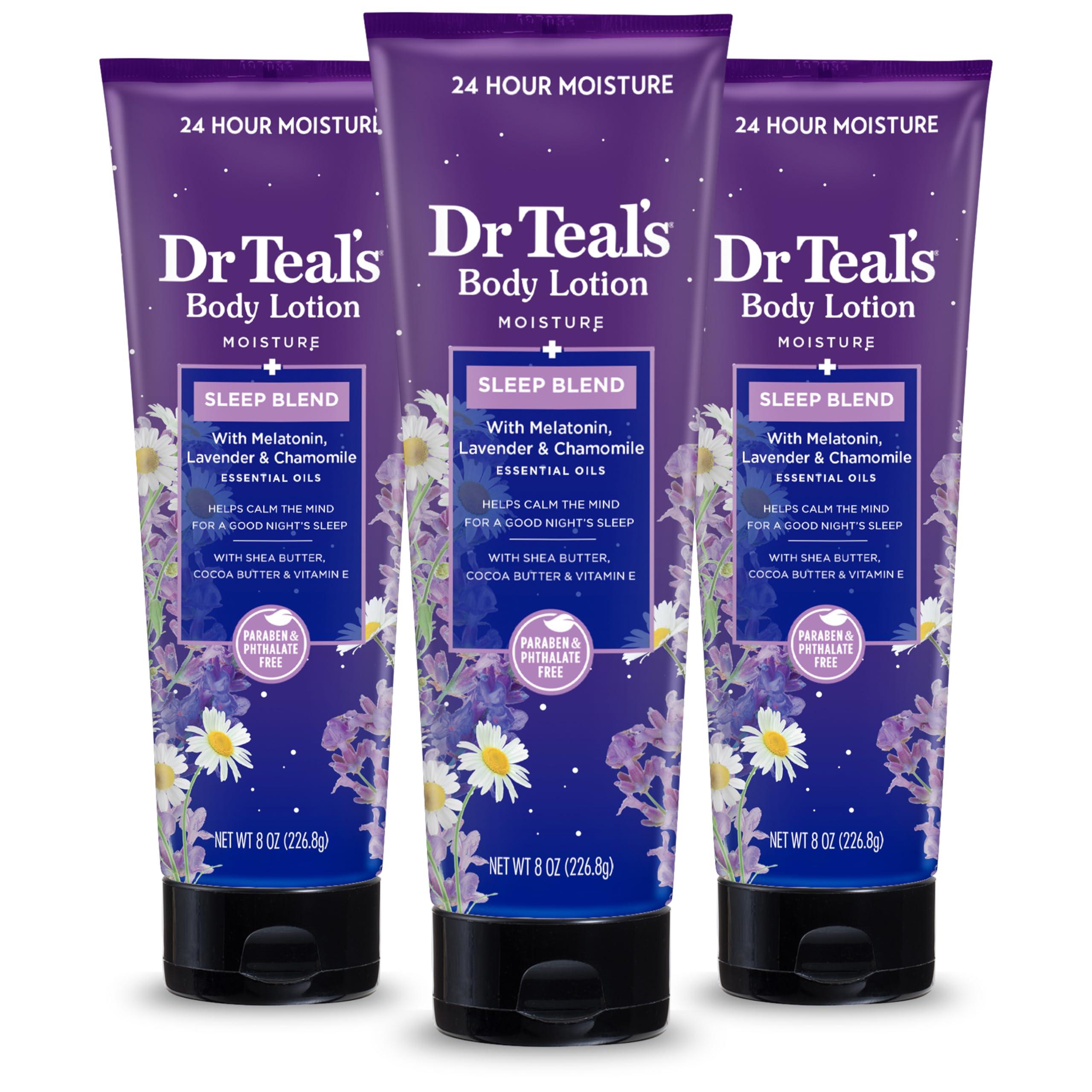 Dr Teal's Dr Teal's Sleep Spray with Melatonin & Essential Oil Blend, 6 fl oz (Pack of 3) & Sleep Body Lotion, 24-Hour Moisture, with Melatonin, Lavender & Chamomile Essential Oils, 8 fl oz (Pack of 3)