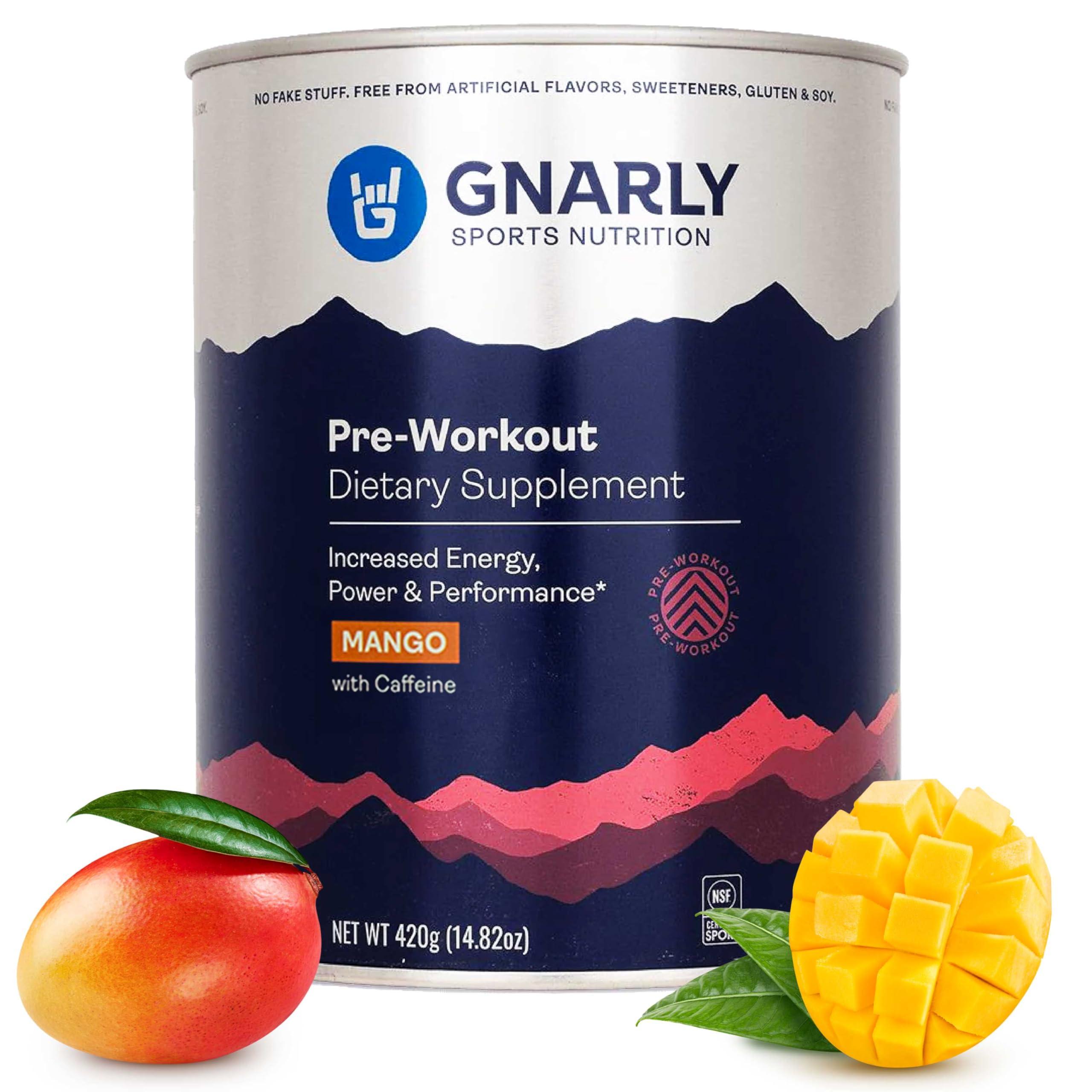 Gnarly Nutrition Gnarly Nutrition Natural Pre-Workout Powder - Endurance & Recovery, NSF Contents Certified, Vegan Pre Workout Wellness, Sports Nutrition - Mango, Caffeine 14.82oz