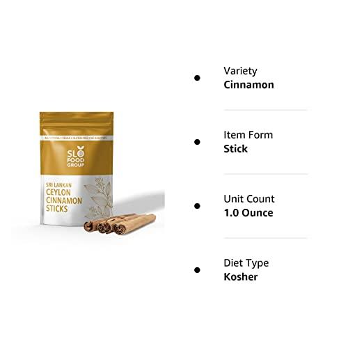 Slofoodgroup Slofoodgroup Ceylon Cinnamon Sticks - Pure Ceylon Cinnamon Quills 5 Inch Cut Cinnamon Spice from Sri Lanka, True Cinnamon - Cinnamomum Verum, 1 OZ.