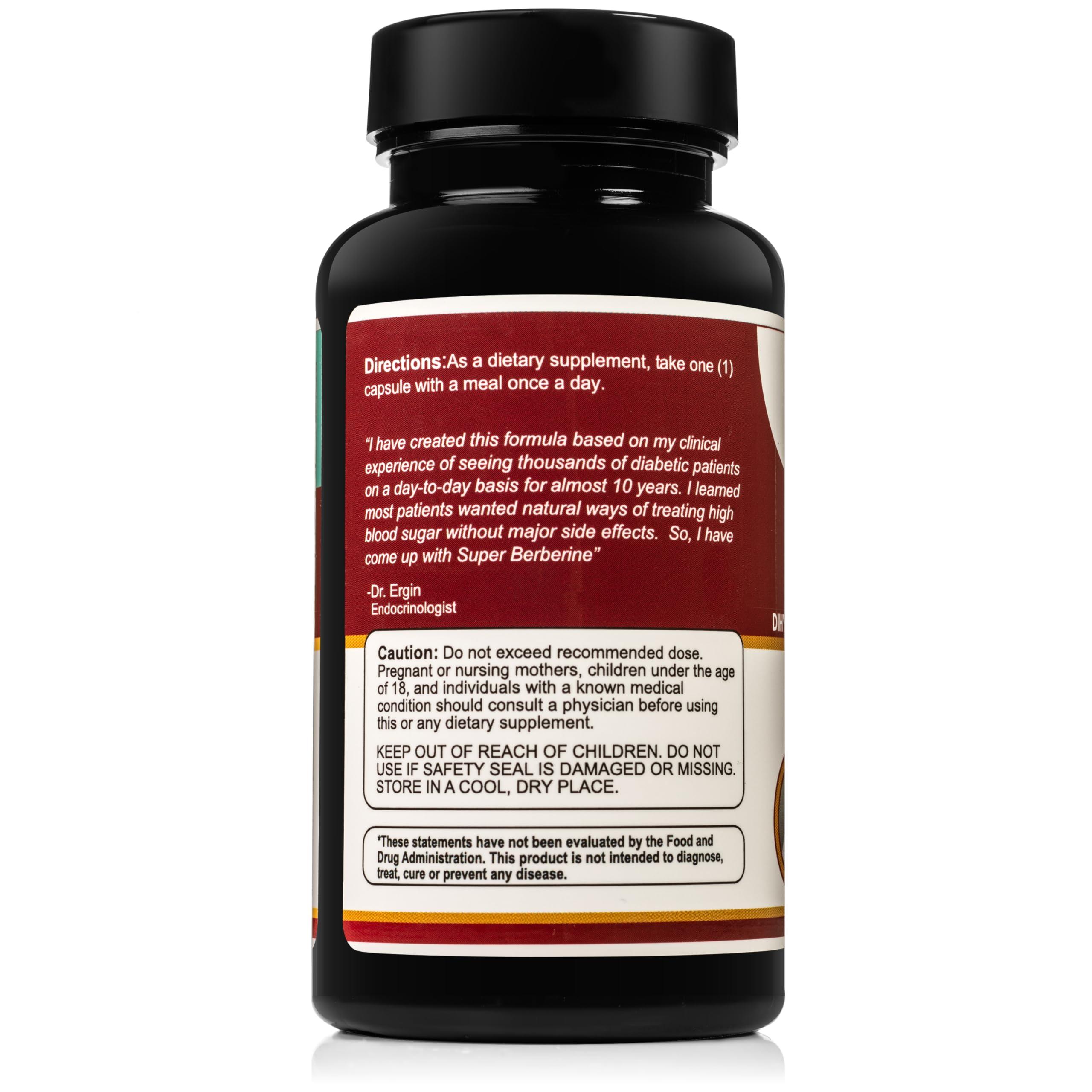 SugarMD SugarMD Super Berberine Supplement 250mg GlucoVantage Dihydroberberine with 4000mg Ceylon Cinnamon - 5X More Absorbable Than Regular Berberine 30 Capsules (30 Day Supply)