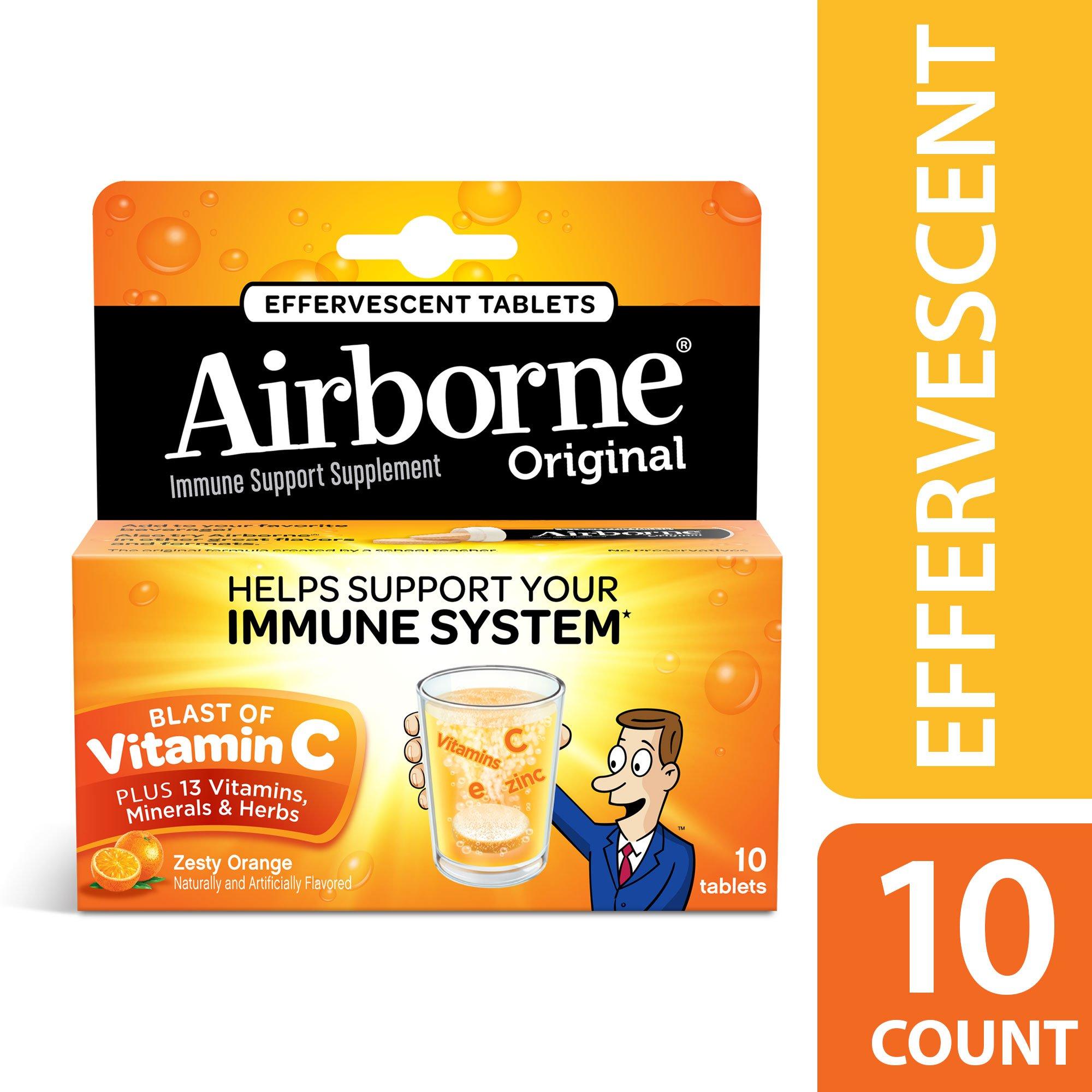 Airborne Airborne Effervescent Health Formula Tablets, Orange, 10 Count