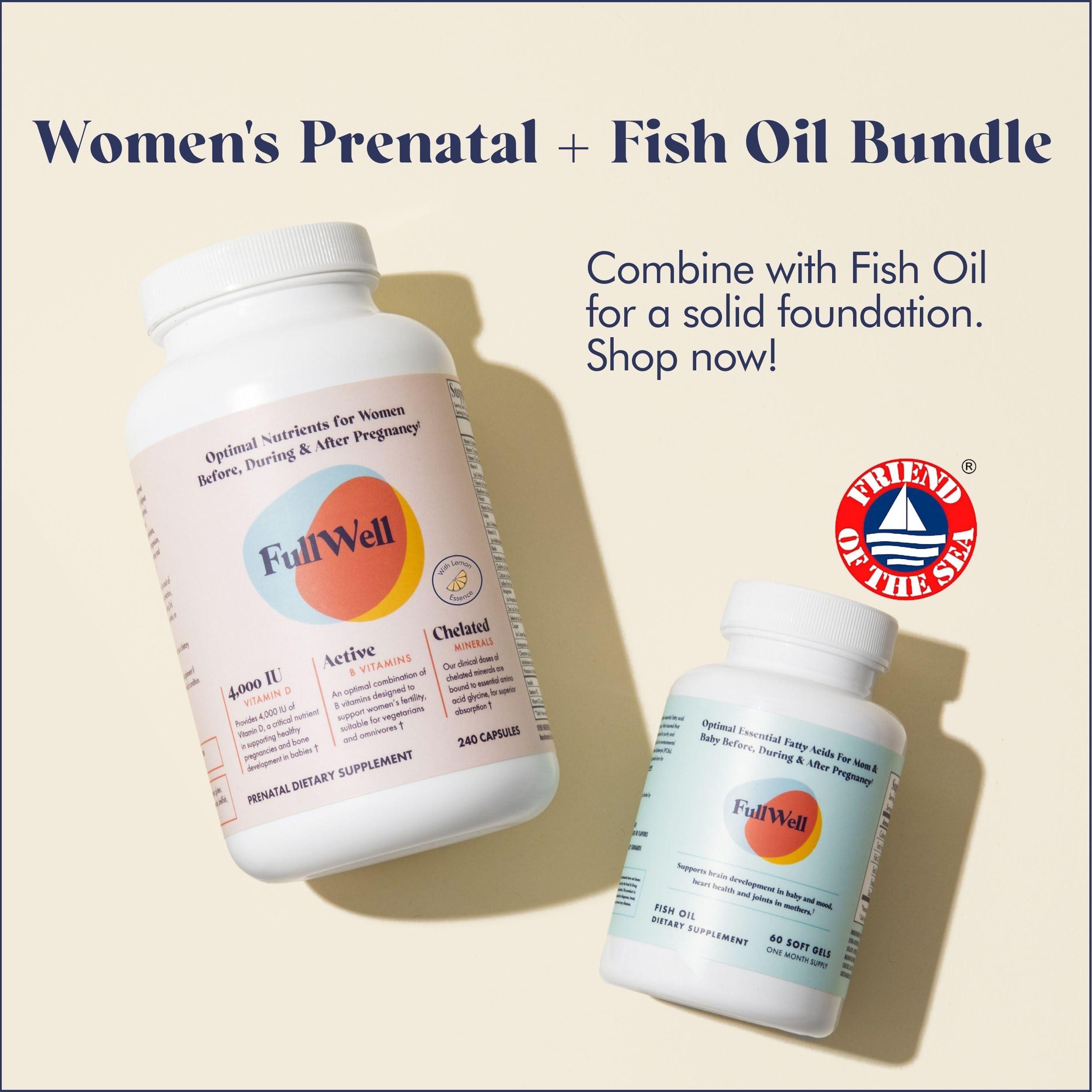 FullWell FullWell Prenatal Vitamins Lemon | choline, folate, vitamin D for fetal growth, brain development | 26 Vital Nutrients | Dietitian-formulated, OBGYN recommended, non-GMO, 3rd Party tested, 60 Servings