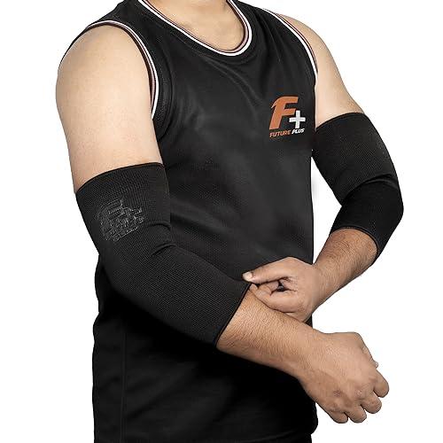 FUTURE PLUS Elbow Support Sleeve Brace | Antislip Elbow Brace Arm Supports for Tennis Elbow, Golfers Elbow, Arthritis, Tendonitis and Joint Pain Relief | Elbow Sleeve For Men\'s and Women(Pair) (XL - 2XL)