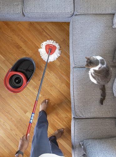 O-Cedar O-Cedar EasyWring Microfiber Spin Mop, Bucket Floor Cleaning System, Red, Gray, Standard
