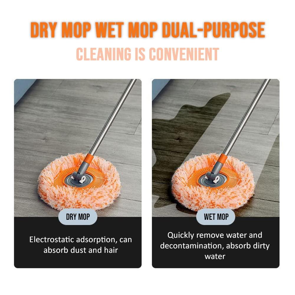 Drkicsy 360 Rotatable Adjustable Cleaning Mop, Extendable Wall Cleaning Mop with Long Handle, Multifunctional Dust Mops Household Rotating Mop for Wall Ceiling Window Floor (Grey, 55-110CM)