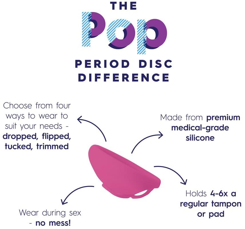 PopCup Pop Menstrual Disc | Reusable Period Disc | Medical-Grade Silicone | Tampon, Pad, and Cup Alternative | Capacity of 6 Super Tampons (Small, Pink)