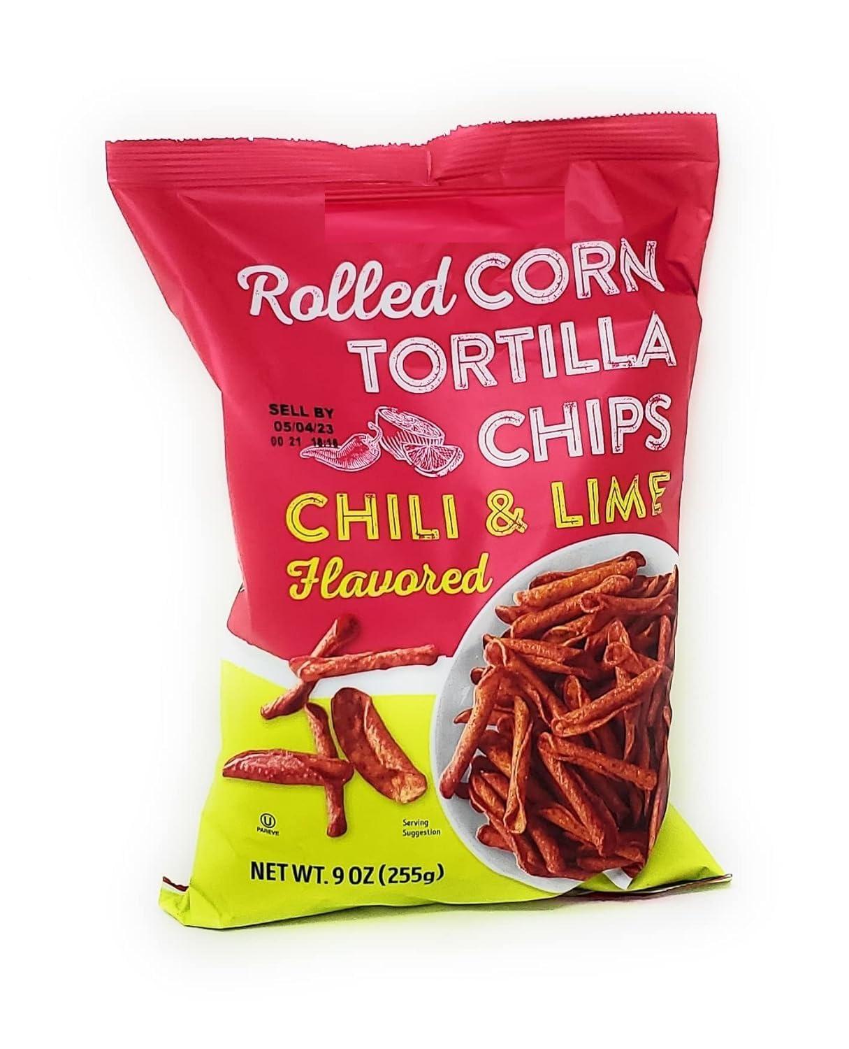 Trader Joe's Trader Joe's Rolled Corn Tortilla Chips Chili & Lime Flavored Net Wt. 9 Oz (255g) - Pack of 3