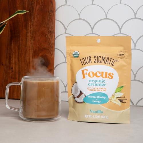 Four Sigmatic Four Sigmatic Think Vanilla Coconut Coffee Creamer | Organic Non Dairy Coffee Creamer with Lions Mane and L-theanine | Vanilla, 4.23 oz