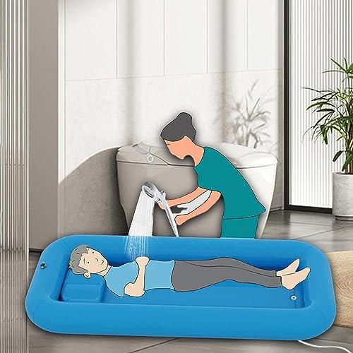 CEEBUS Inflatable Bathtub Portable Adult Tub PVC Body Washing Basin System Inflatable Hair Wash Basin Disabled Bed Shower Inflatable Tub Home Care Bed Accessories