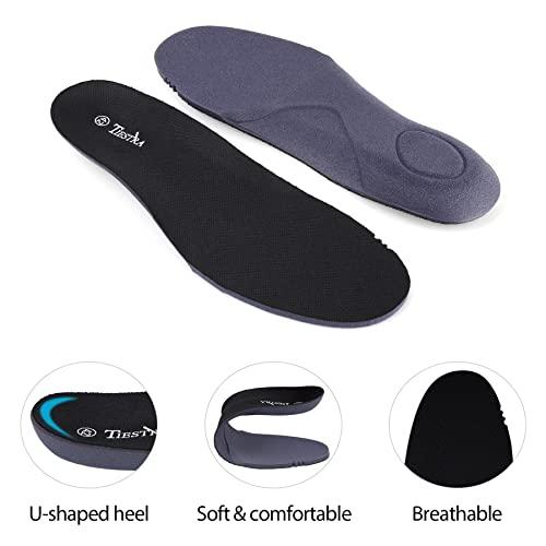 TIESTRA 2 Pair-Insoles for Mens Memory Foam Shoe Inserts,Replacement Insoles for Work Boot Running Shoes-Shock Absorption and Cushion for Feet Relief,Comfort Inner Soles for Everyday Use Black 42EU/US9