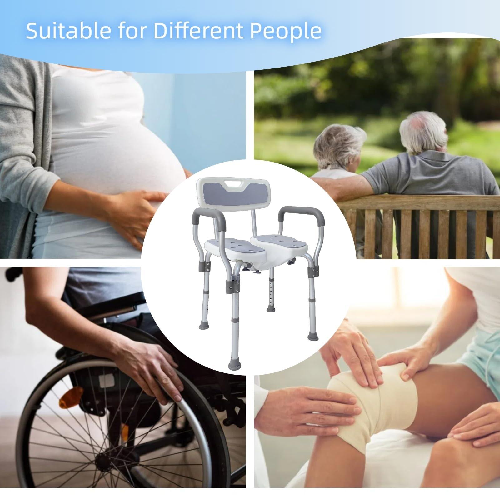 BiJun BiJun Shower Chair for Inside Shower, Upgraded U-Shape Shower Seat Heavy Duty Shower Chair with Arms and Back 400lbs Adjustable Shower Chair for Elderly and Disabled, Adults,Seniors,Pregnant,Handicap
