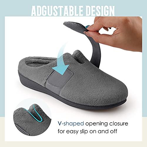 BCSTUDIO BCSTUDIO Womens Orthotic Slippers with Arch Support Orthopedic Adjustable Ladies ShoesGrey 9
