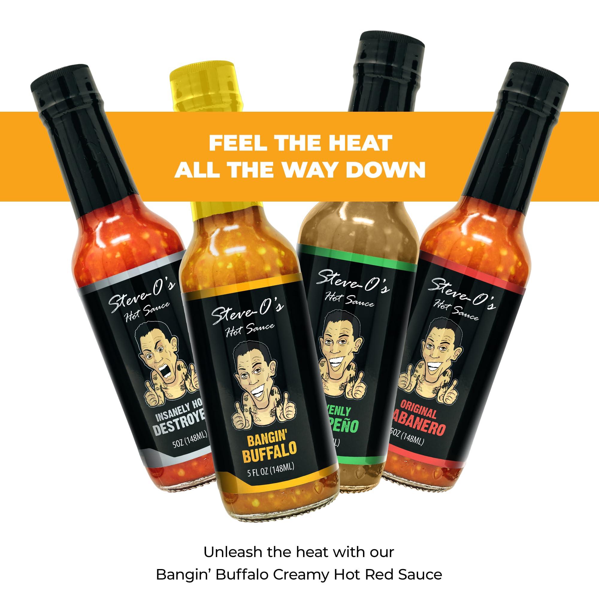 Steve-O\'s Steve-O\'s Original Hot Sauce Bundle | Habanero & Destroyer Hot Sauces - Garlic Habanero and Scorpion, Naga Jolokia, and Carolina Reaper Peppers (5 fl oz Sauces)
