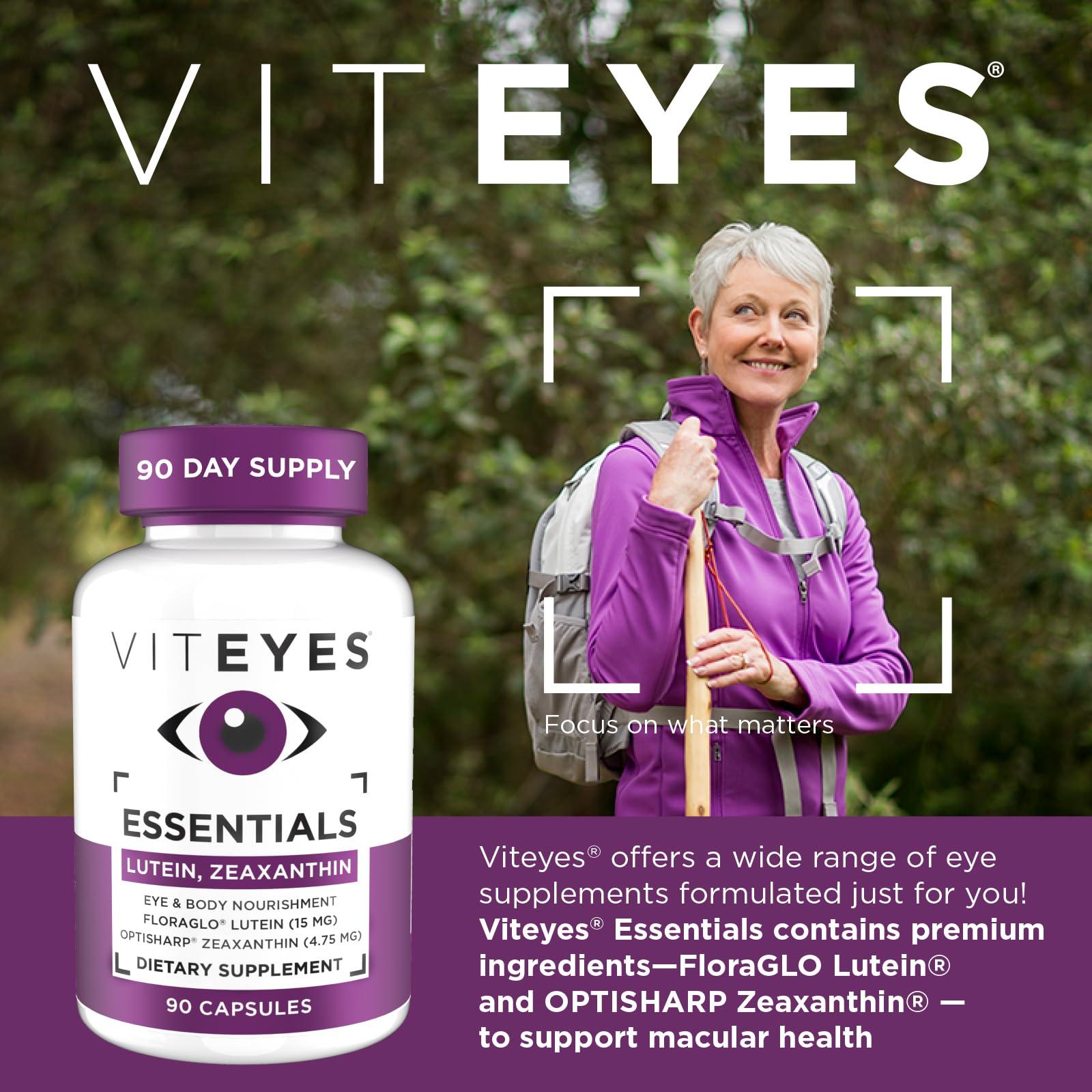Viteyes Viteyes Essentials Eye Health Dietary Supplement, Lutein & Zeaxanthin for Macular Support, 90 Capsules