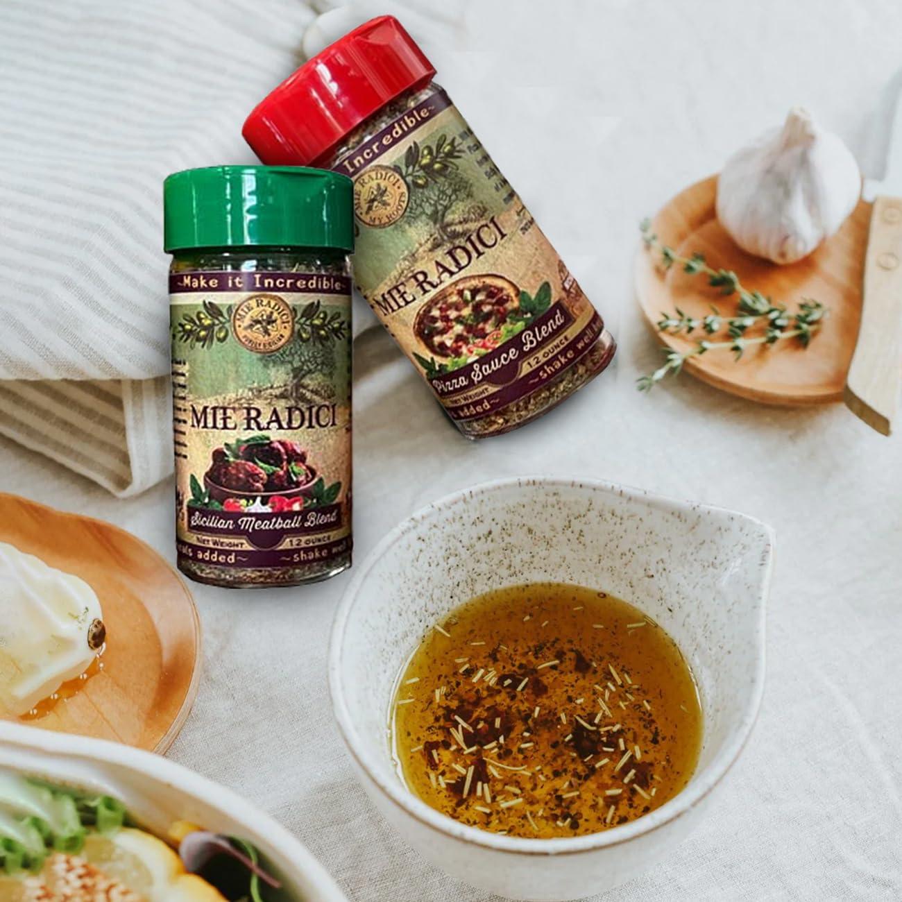 Mie Radici Mie Radici Variety Pack of Spices Blends - Fresh Dried Herbs - No Salt or Chemicals Added - Comes in Various Flavors | Original Sicilian Spice, Award Winning Pizza Blend, Sicilian Meatball Blend (Meatball + Sicilian + Pizza Sauce)