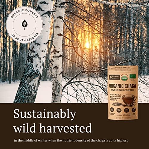 Numami Organic Chaga Mushrooms Powder - Fine Powder to Make Chaga Tea for Immune Defense and More Energy, Organic Chaga is Wild Grown and Sustainably Harvested in Europe, Certified USDA Organic, 100 servings