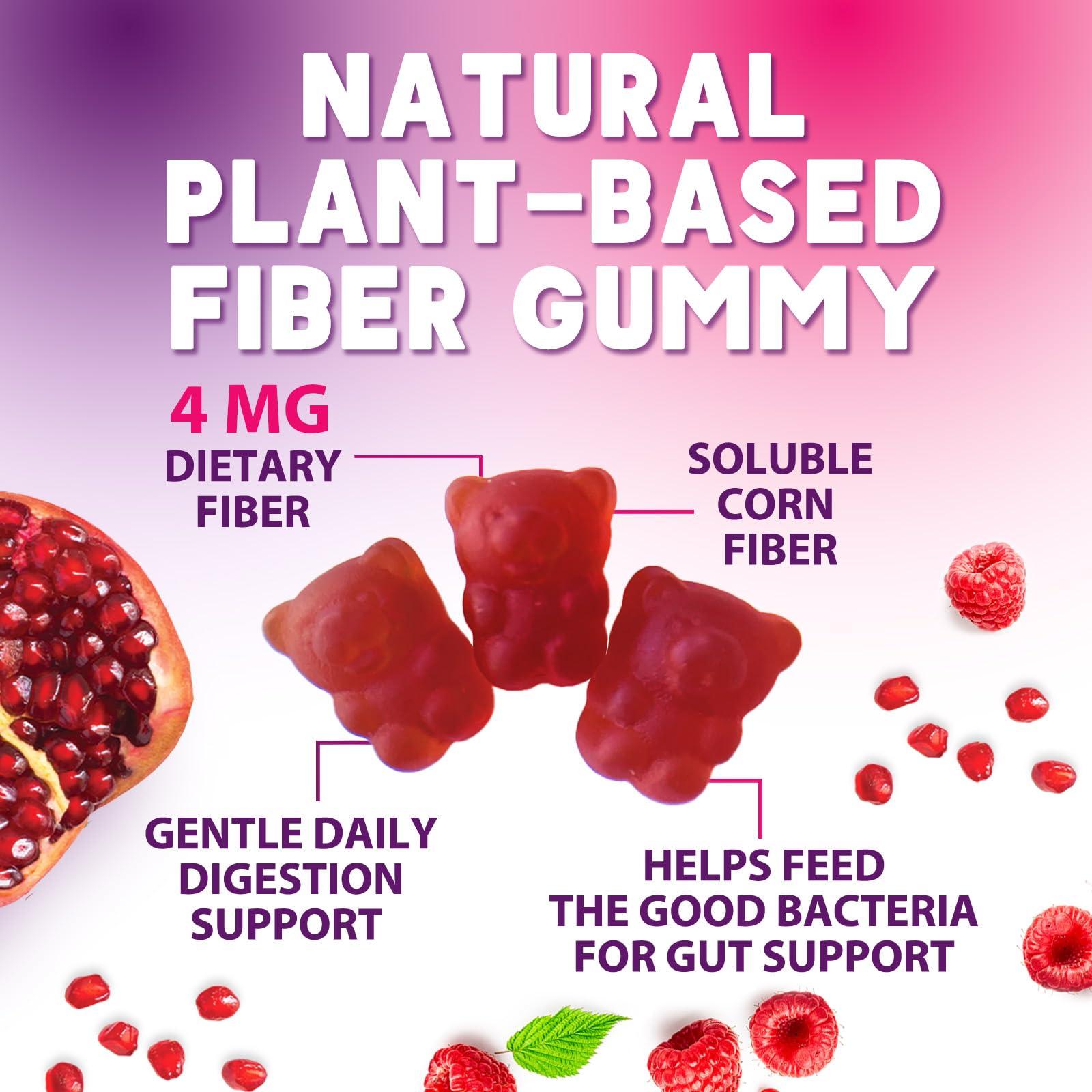 Nature's Nutrition Fiber Supplement Gummies for Digestive Health & Regularity Support, Sugar-Free 4g Fiber Gummy for Adults, Daily Probiotic Supplements, Natural Prebiotic Fiber Gummy, Plant Based - 60 Gummies