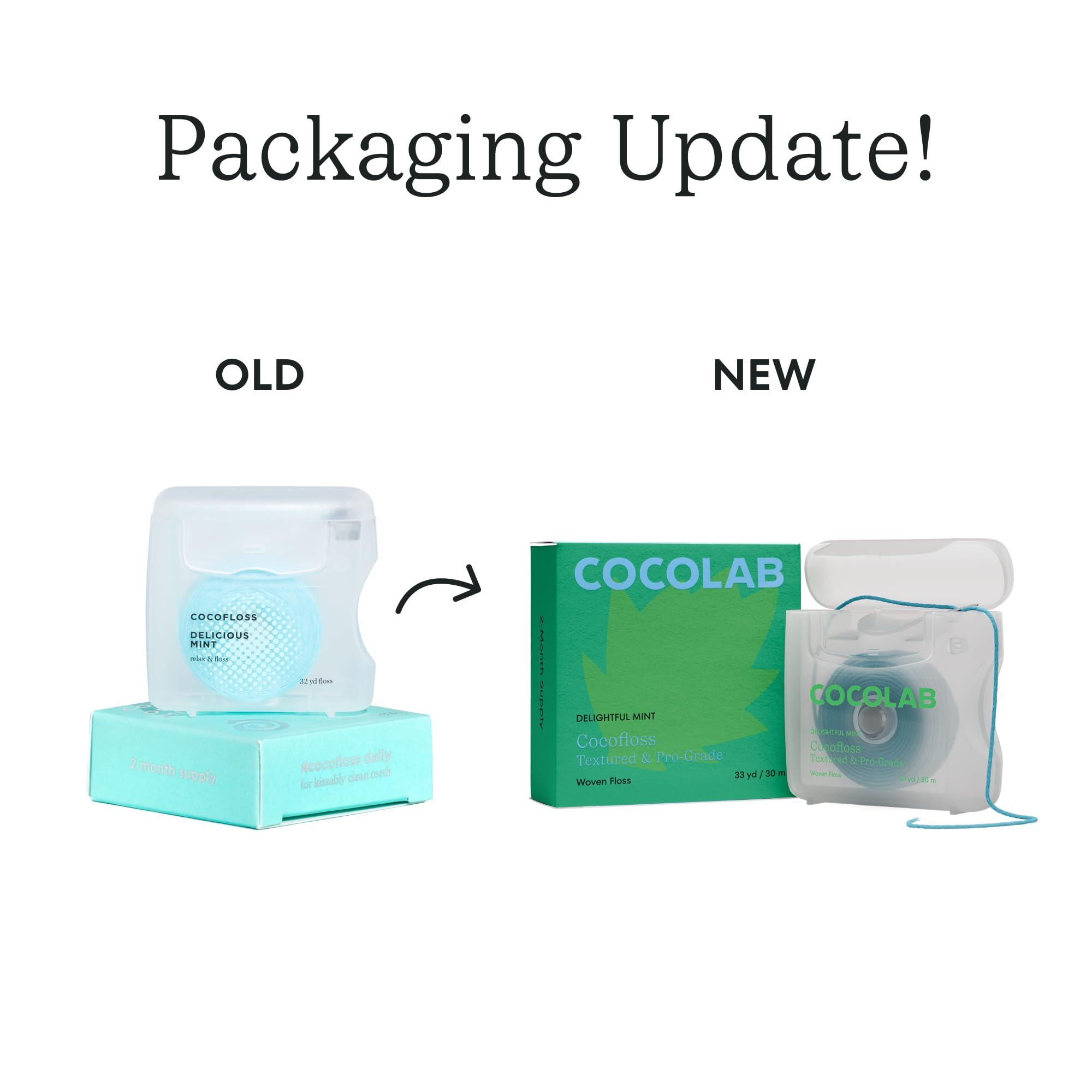 Cocofloss Cocofloss Woven Dental Floss, Dentist-Designed Oral Care, Mint, Waxed, Expanding, Vegan, Kid-Friendly String Floss with Coconut Oil, 3 Spools (33 yd Each)
