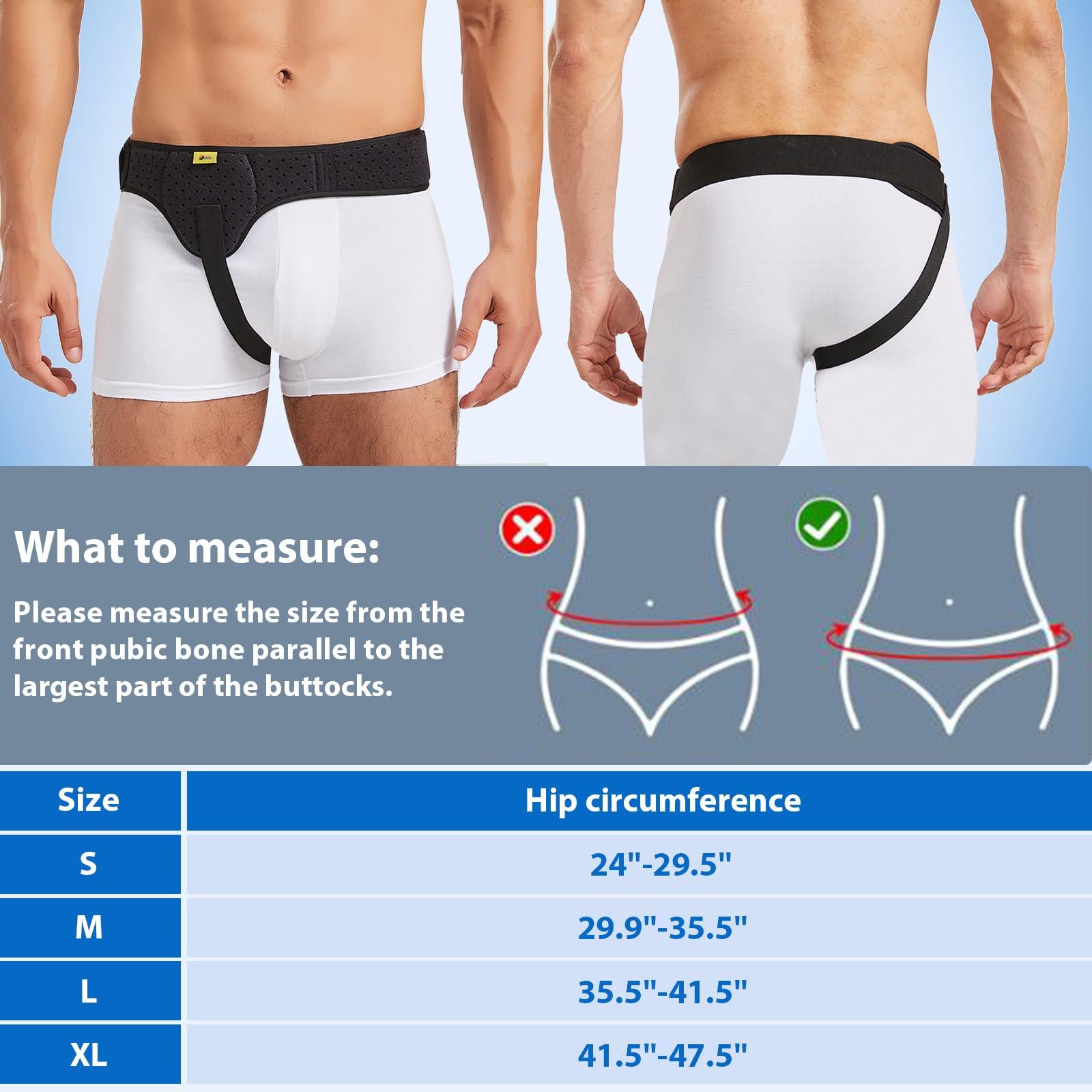 TENB TENB Hernia Belt for Men Hernia Support Truss Inguinal or Sports Hernia, Adjustable Waist Strap with Removable Compression Pads Breathable Material (Black, Medium)
