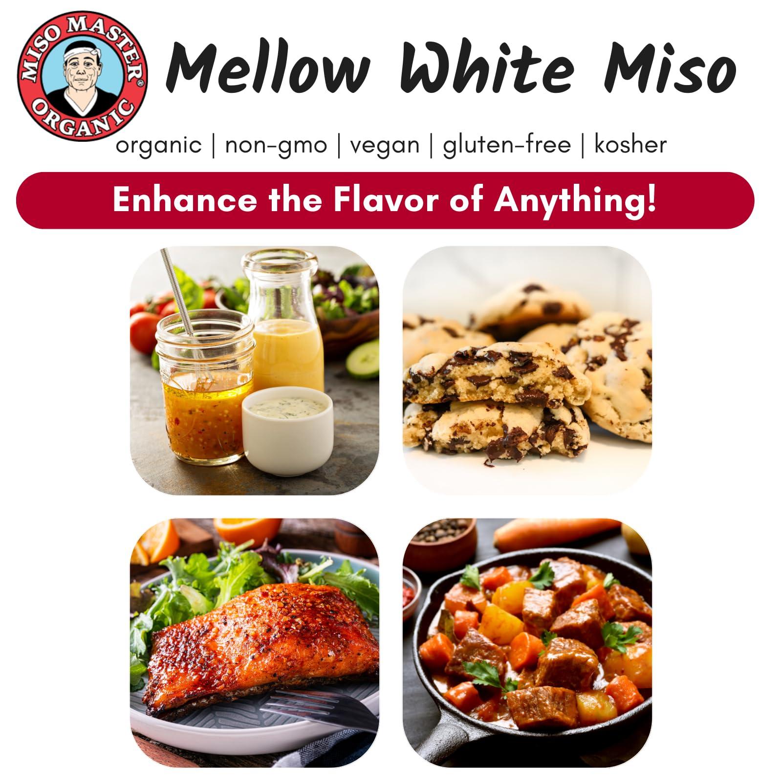 MISO MASTER ORGANIC Miso Master Organic Mellow White Miso, Gluten-Free, Organic, Non-GMO, Vegan, Kosher, Vegan White Miso Paste, 16 oz tub