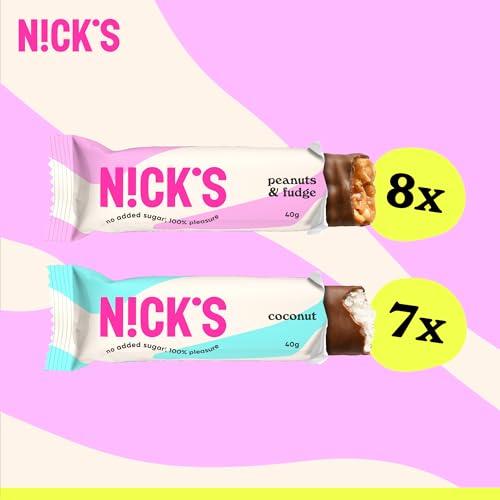 N!CK\'S NICKS Keto Chocolate Candy Bars Variety Pack, No Added Sugar, Coconut, Gluten Free Sweets Low carb Candy Snack Bar (Multipack 15x40g)