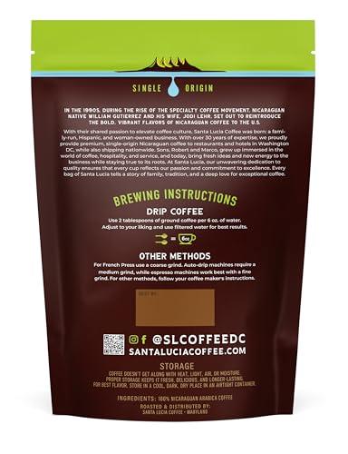 Santa Lucia Estate Coffee Santa Lucia Nicaraguan Specialty Coffee - Vienna Roast 3 Pounds (3-16oz Bags, Ground)