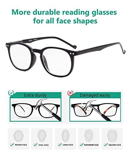 Eyekepper Eyekepper Retro Reading Glasses for Women Reading +2.50 Black Frame Mens Readers Eyeglasses