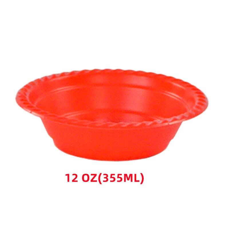 Generic Red 12 Ounce Plastic Disposable Bowl Red - Pack of 50 (100)
