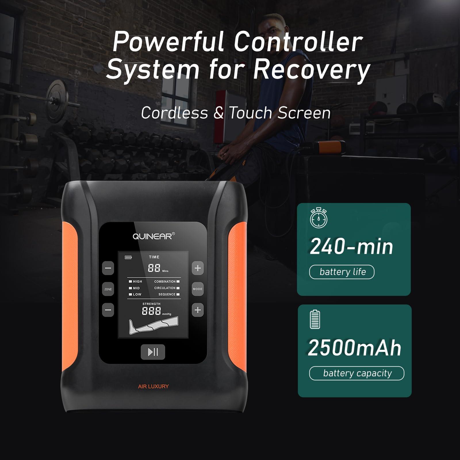 QUINEAR QUINEAR Professional Leg Recovery System, Cordless Air Compression Boots with Sequential Compression, Leg and Foot Massager, Fast Recovery Therapy for Athletes, FSA HSA Eligible (Small)